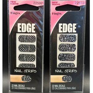 Fingrs Edge Nail Strips 22 Decals Zebra Leopard Print New‎